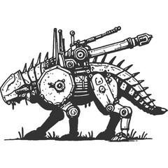 War Machines Vintage Illustration Vector