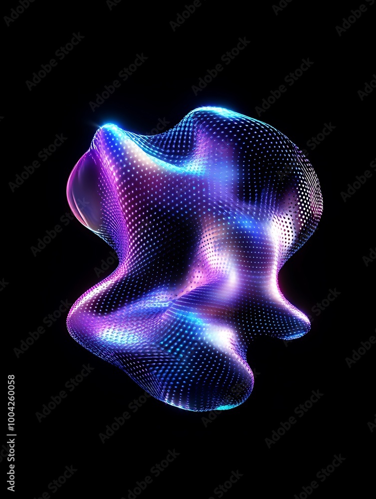 Aufkleber abstract colorful mesh shape illuminated with vibrant lighting, showcasing a dynamic flow and fluid 