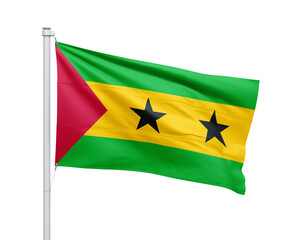 Sao tome and Principe national flag on white background.