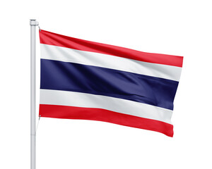 Thailand national flag on white background.