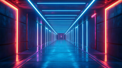 Neon Lights Corridor 3D Render