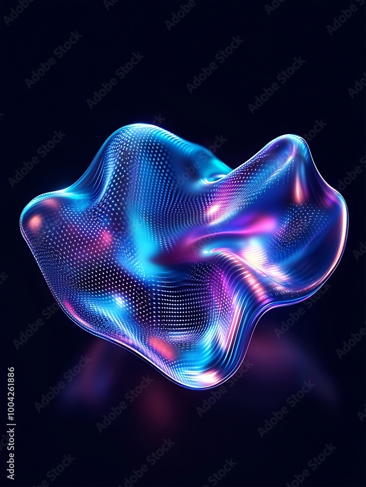 Poster abstract colorful shape with glowing lights on a dark background, ideal for modern design and digita