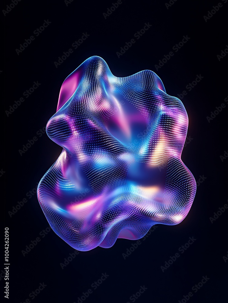 Aufkleber abstract colorful shape with glowing textures, set against a dark background for an artistic effect.