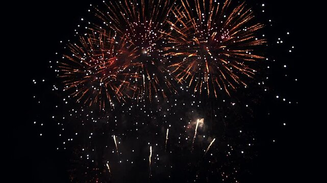 Fireworks celebration In Night Sky, Celebration and anniversary concept.