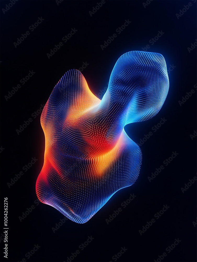 Poster abstract colorful shape with luminous gradients against a dark background. a minimalist poster in me