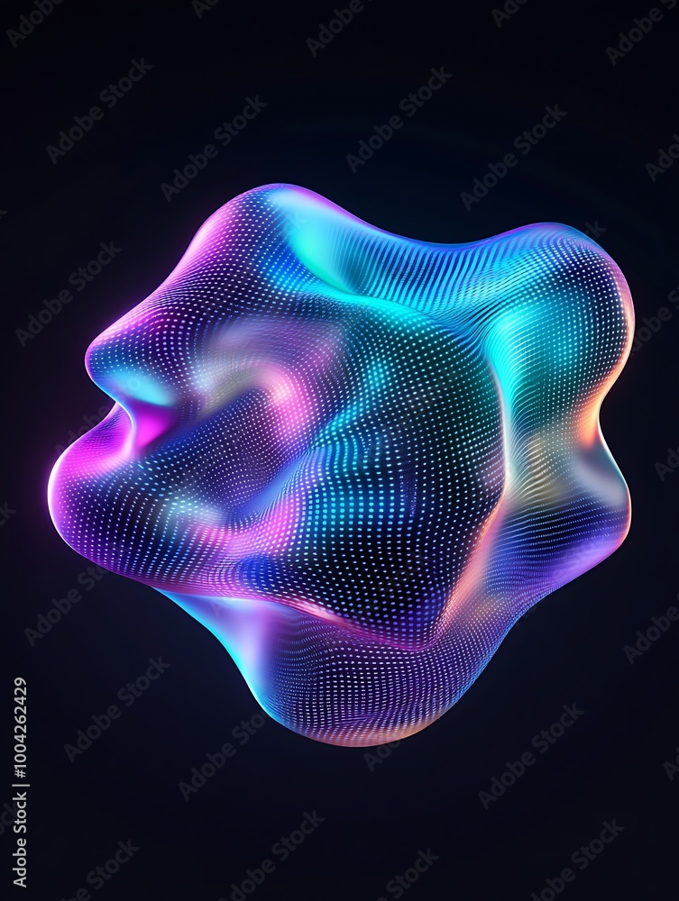 Aufkleber abstract colorful shape with smooth curves and dynamic lighting on a dark background. a minimalist p