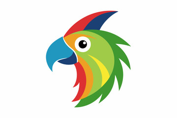 Exotic Parrot Head in Full Colorful Feathers Vector Art
