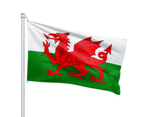 Wales national flag on white background.