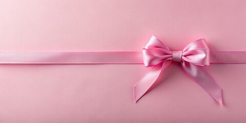 pastel pink ribbon with bow on pink background