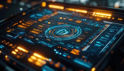 Obraz premium Health monitoring devices glowing with holographic data in a futuristic home Futuristic Hologram Minimalist