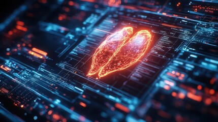 Obraz premium Health technology advancements visualized with glowing holographic diagnostic tools Futuristic Hologram High Detail