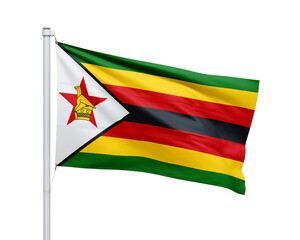 Zimbabwe national flag on white background.