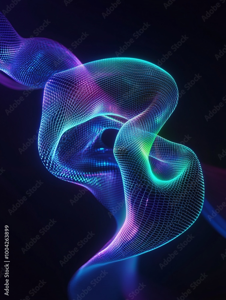Poster abstract colorful wave design on a dark background, creating a dynamic and modern visual effect. a m