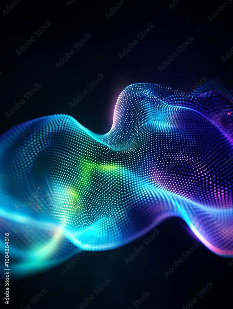 Poster abstract colorful wave design with dynamic light effects on a dark background. a minimalist poster i