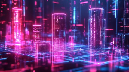 IT consulting services visualized with glowing holographic tools and neon-lit workspaces  Futuristic  Hologram  Minimalist