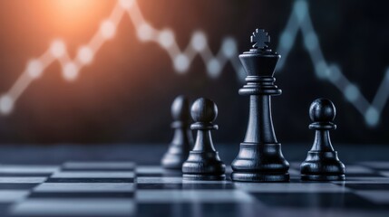 Strategic chess game with king and pawns on a board