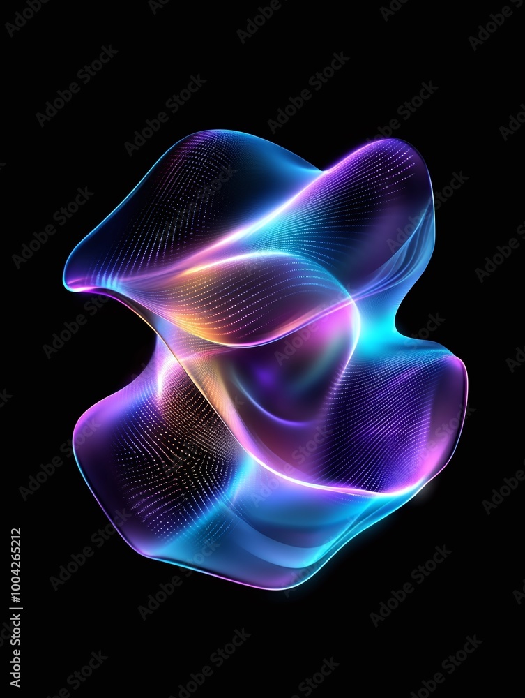 Poster abstract colorful wave form on a dark background, showcasing vibrant light and fluid motion. a minim