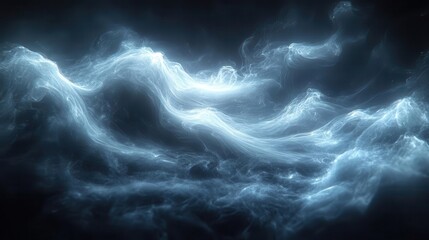 mysterious dark backdrop with ethereal smoke waves swirling towards a vanishing point the reverse light creates an otherworldly effect enhancing the mood of intrigue and depth