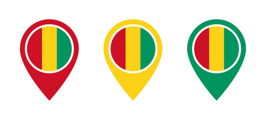 Guinea flag location icon set