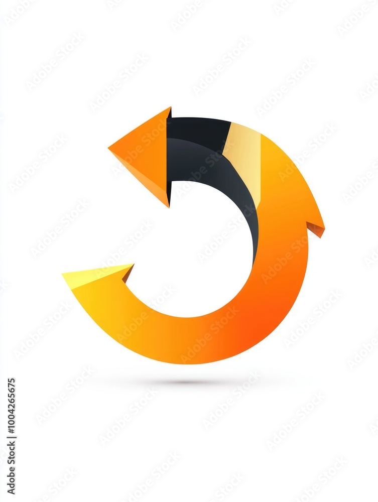 Poster modern logo for recycling with arrows in a circle forming an arrow cycle.