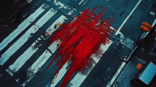 blood on the pedestrian crossing, a concept that draws attention to the safety of pedestrians