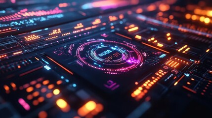 Obraz premium Online school programs with glowing holographic lessons and digital progress trackers Futuristic Hologram Minimalist