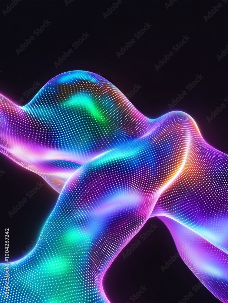 Poster abstract colorful wave pattern with glowing effects on a dark background. a minimalist poster in met