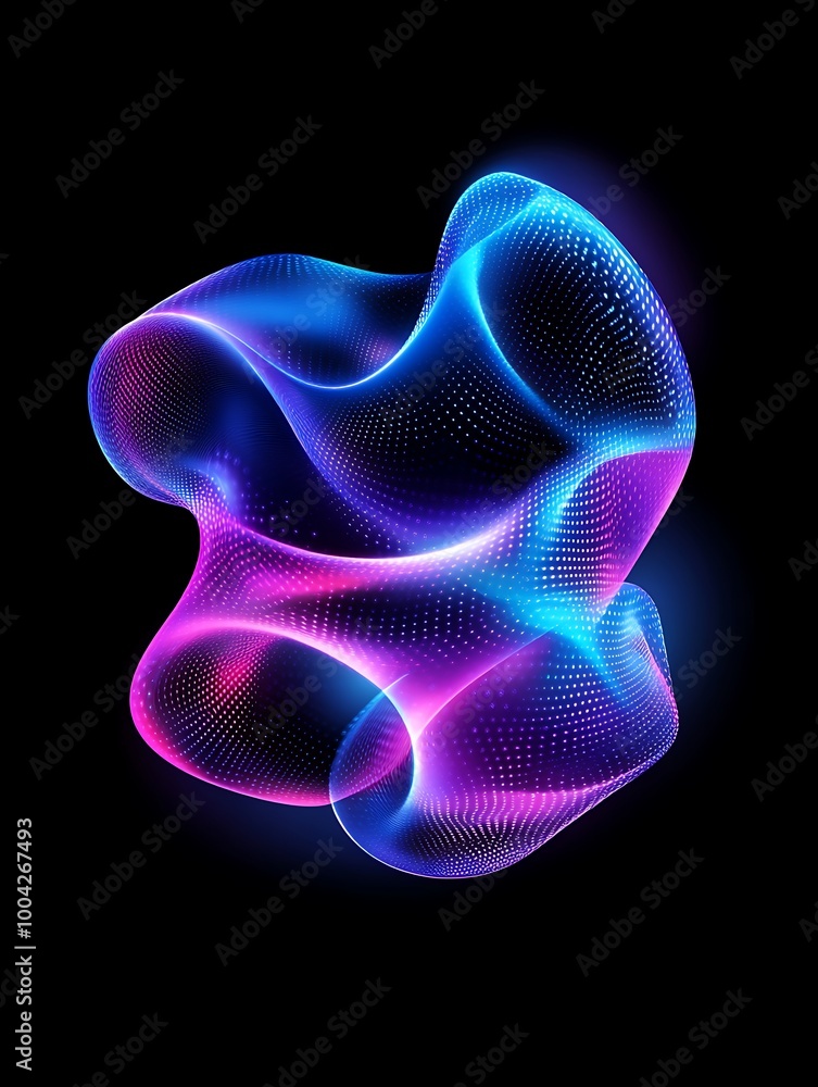 Poster abstract colorful wave pattern with luminous curves on a dark background, showcasing vibrant movemen