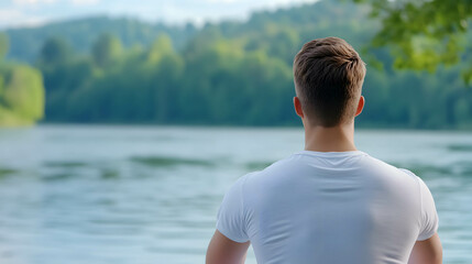 Fototapeta premium A person sitting calmly in a meditative pose, radiating self-belief and tranquility. Reduce stress in living and investing and doing business.