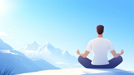 Fototapeta premium A person sitting calmly in a meditative pose, radiating self-belief and tranquility. Reduce stress in living and investing and doing business.