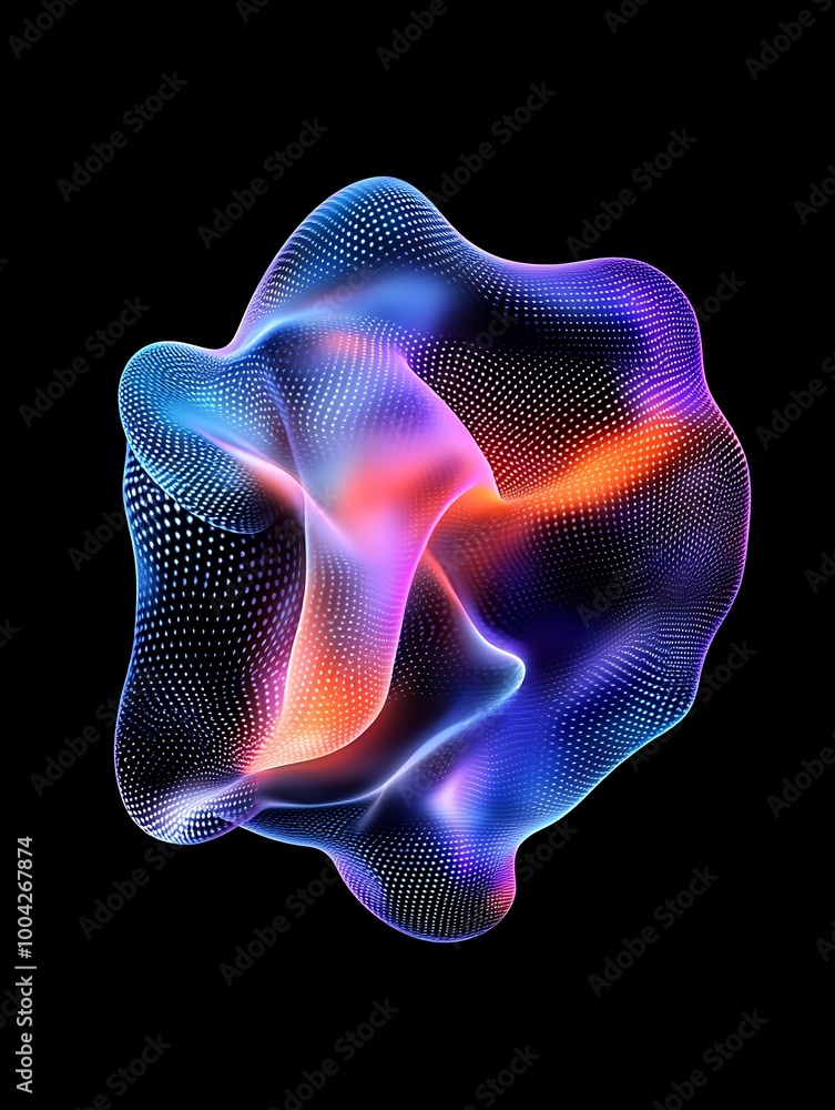 Poster abstract colorful wave pattern with vibrant hues on a dark background, creating a dynamic and modern