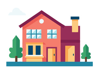 Flat style home residential family house vector illustration. agriculture building for cartoon background 