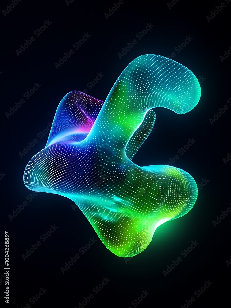 Poster abstract colorful wave shape with glowing light effects on a dark background. a minimalist poster in