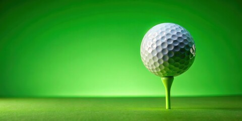 Perfect swing golf ball on bright green tee minimalism