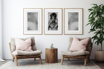 A cozy living room architecture furniture painting.