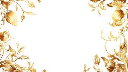 Obraz premium Simple Golden border with Ornamental Edges and White Background