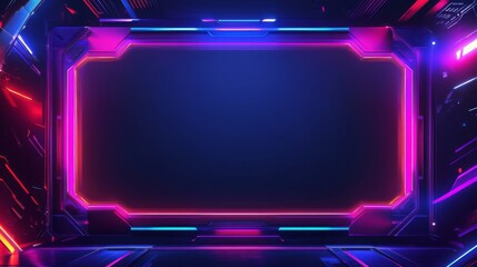 Obraz premium A vibrant digital background featuring a glowing frame with neon colors, perfect for showcasing content in a modern, tech-inspired design.