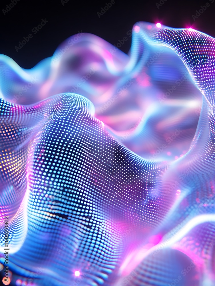 Aufkleber abstract colorful waves of light creating a mesmerizing digital landscape with shimmering patterns a