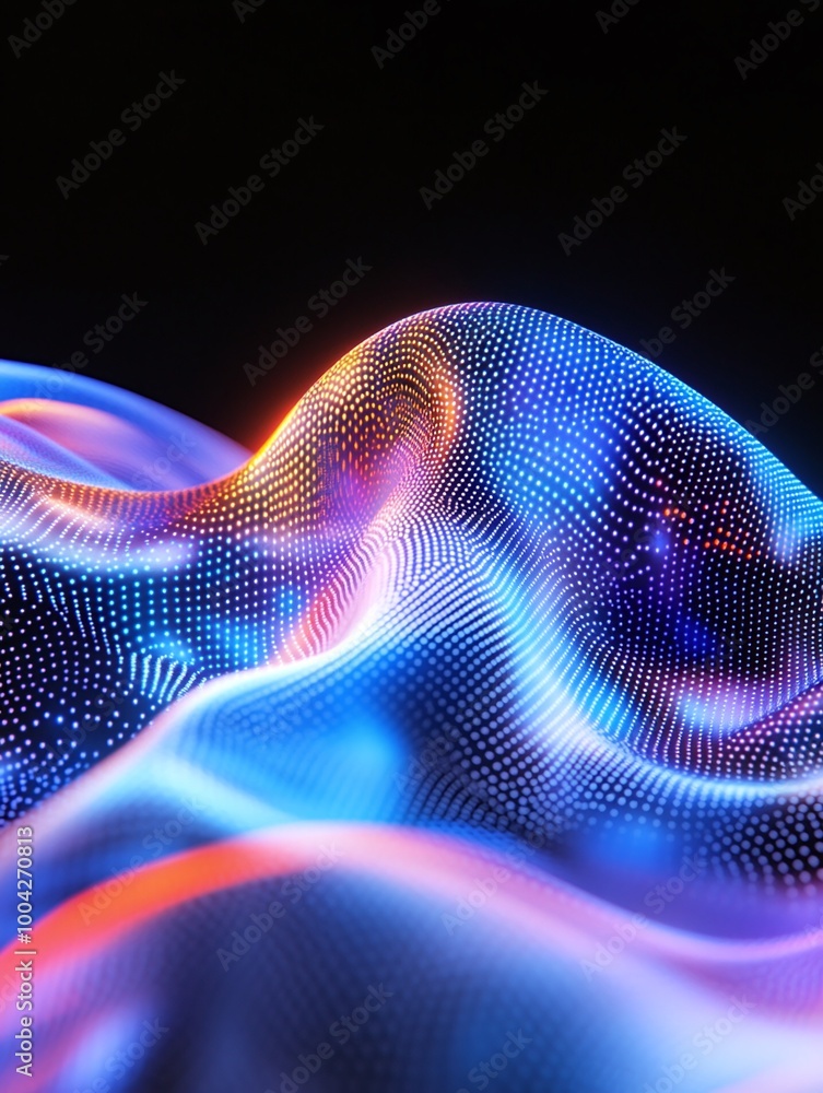 Poster abstract colorful waves of light and patterns, showcasing digital art and modern design elements. a 