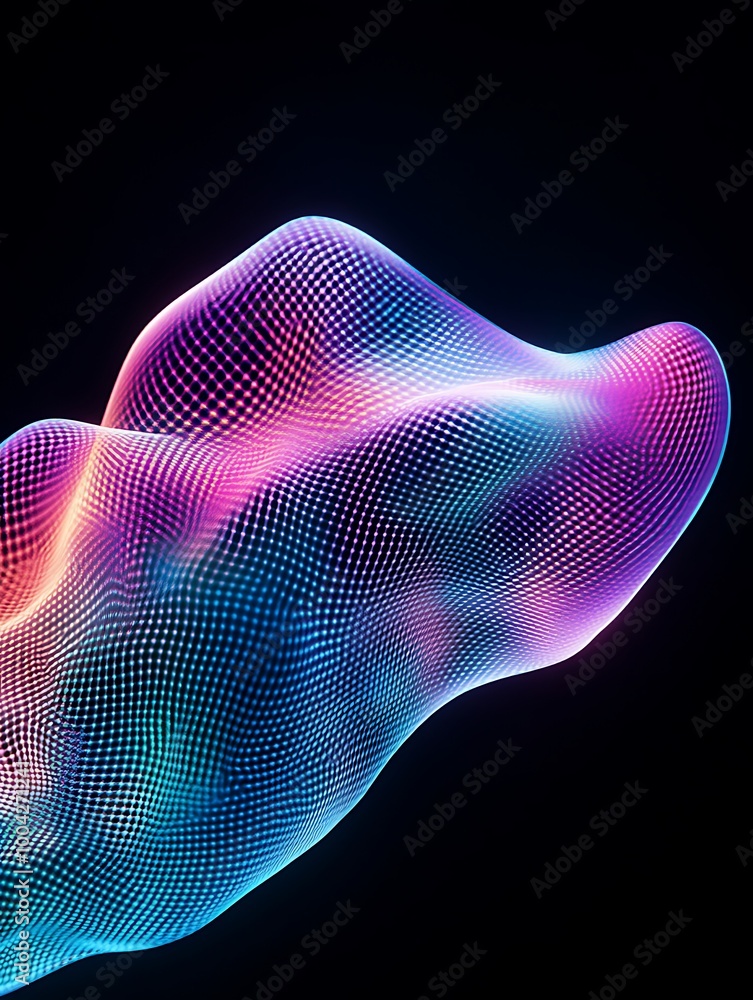 Poster abstract colorful waves with a dotted texture, set against a dark background, perfect for modern des