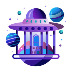 Space portal icon in flat style 