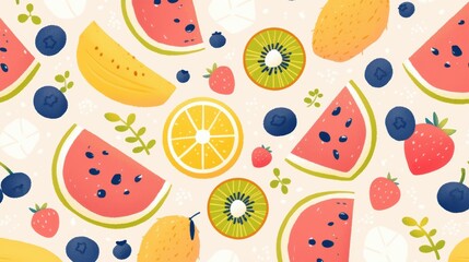 Colorful Fruit Pattern Background Design for Summer Vibes