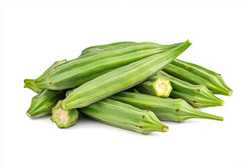 Obraz premium Whole okra isolated on white background