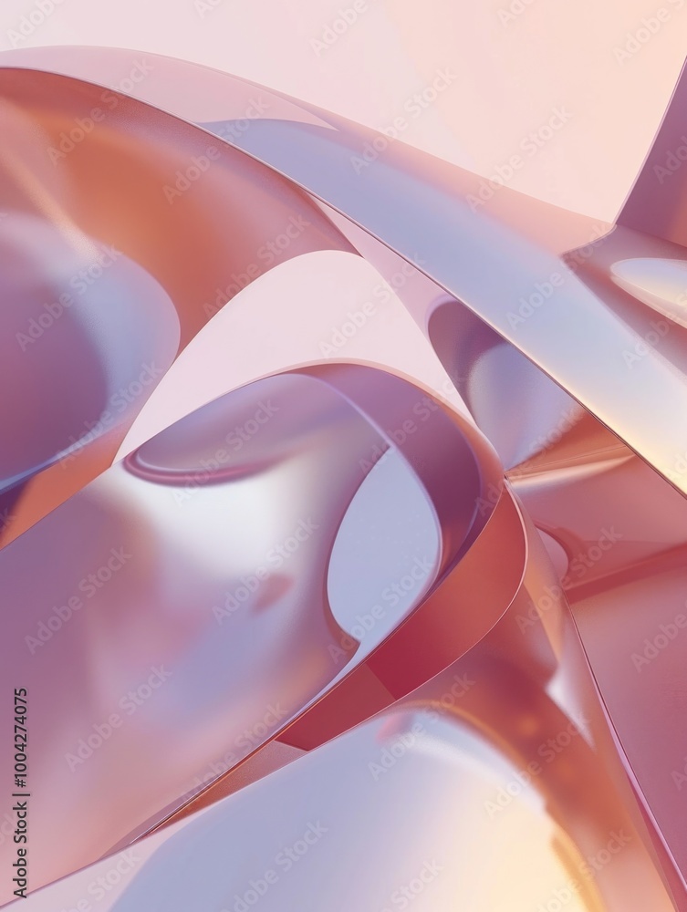 Poster a modern and stylish digital illustration featuring swirling pink and gray shapes, creating an abstr