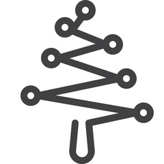 Simple vector new year Christmas tree outline icon on white background