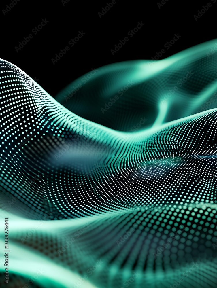 Aufkleber abstract digital wave design with glowing particles on a dark background. a minimalist poster in met