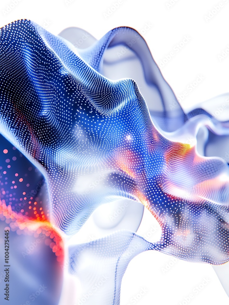 Poster abstract digital wave design with vibrant colors and flowing patterns on a white isolated background