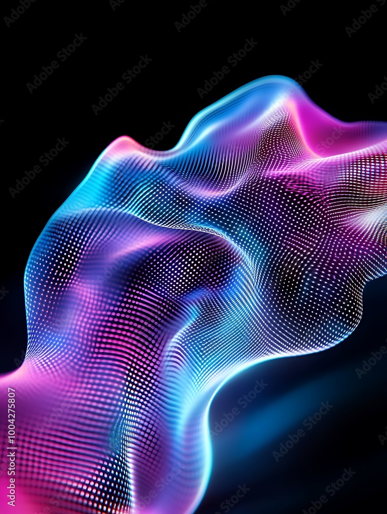Aufkleber abstract digital wave forms with vibrant colors create a mesmerizing visual effect against a black b