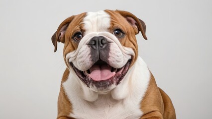 Obraz premium Portrait of Red english bulldog on grey background