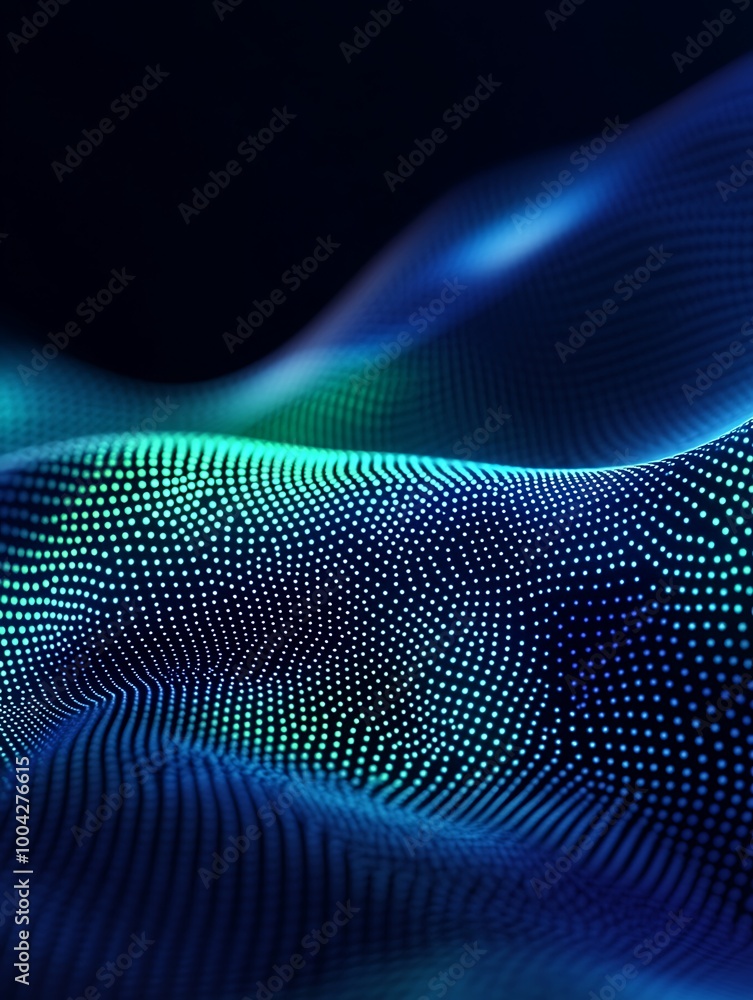 Poster abstract digital wave pattern with vibrant colors, creating a dynamic and futuristic look. a minimal
